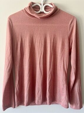 St. Emile Metallic Pink Turtleneck Top